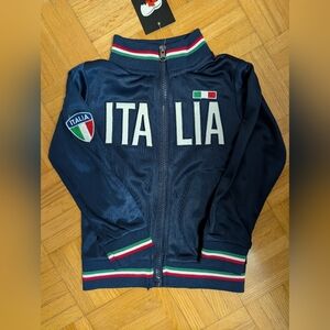 NWT Kids Navy Italia Zip-Up Jacket with Flag Trim 2T